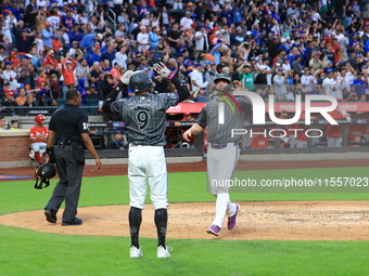 Pete Alonso #20 of the New York Mets scores during the sixth inning of the baseball game against the Cincinnati Reds at Citi Field in Corona...