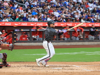 Harrison Bader #44 of the New York Mets connects for a home run during the sixth inning of the baseball game against the Cincinnati Reds at...