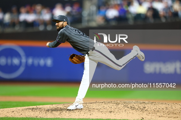 New York Mets relief pitcher Danny Young #81 throws during the eighth inning of the baseball game against the Cincinnati Reds at Citi Field...