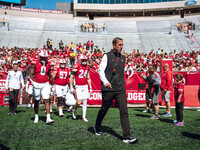 Wisconsin Badgers Head Coach Luke Fickell leads the Wisconsin Badgers onto the field at Camp Randall Stadium in Madison, Wisconsin, on Septe...