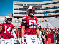 Wisconsin Badgers outside linebacker Aaron Witt #59 takes the field at Camp Randall Stadium in Madison, Wisconsin, on September 7, 2024. (