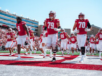 Wisconsin Badgers offensive linemen Jack Nelson #79 and Barrett Nelson #70 are at Camp Randall Stadium in Madison, Wisconsin, on September 7...