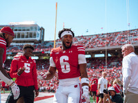 Wisconsin Badgers wide receiver Will Pauling #6 gets ready to take on the South Dakota Coyotes at Camp Randall Stadium in Madison, Wisconsin...