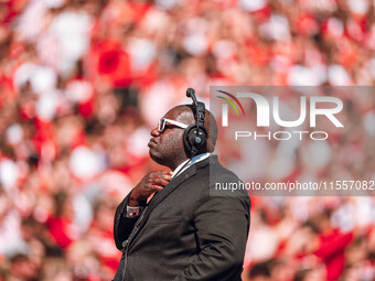 The University of Wisconsin band director Corey Pompey is at Camp Randall Stadium in Madison, Wisconsin, on September 7, 2024. (