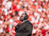 The University of Wisconsin band director Corey Pompey is at Camp Randall Stadium in Madison, Wisconsin, on September 7, 2024. (