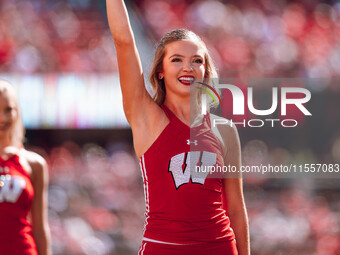 The Wisconsin Badgers play against the South Dakota Coyotes at Camp Randall Stadium in Madison, Wisconsin, on September 7, 2024. (