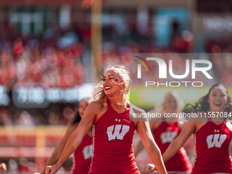 The Wisconsin Badgers play against the South Dakota Coyotes at Camp Randall Stadium in Madison, Wisconsin, on September 7, 2024. (