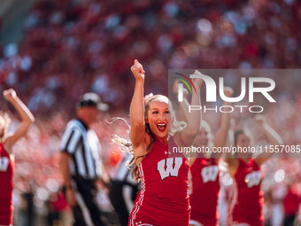 The Wisconsin Badgers play against the South Dakota Coyotes at Camp Randall Stadium in Madison, Wisconsin, on September 7, 2024. (