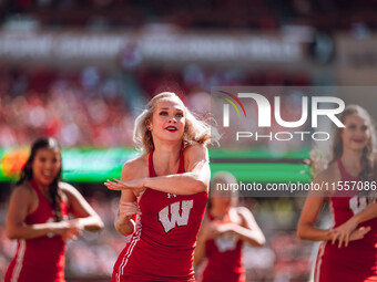 The Wisconsin Badgers play against the South Dakota Coyotes at Camp Randall Stadium in Madison, Wisconsin, on September 7, 2024. (