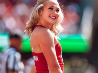 The Wisconsin Badgers play against the South Dakota Coyotes at Camp Randall Stadium in Madison, Wisconsin, on September 7, 2024. (