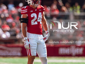 Wisconsin Badgers safety Hunter Wohler #24 is at Camp Randall Stadium in Madison, Wisconsin, on September 7, 2024. (