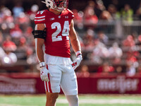 Wisconsin Badgers safety Hunter Wohler #24 is at Camp Randall Stadium in Madison, Wisconsin, on September 7, 2024. (