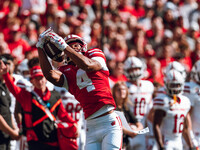 Wisconsin Badgers wide receiver C.J. Williams #4 catches a pass against the South Dakota Coyotes at Camp Randall Stadium in Madison, Wiscons...