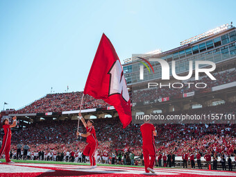 The Wisconsin Badgers play against the South Dakota Coyotes at Camp Randall Stadium in Madison, Wisconsin, on September 7, 2024. (