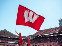 The Wisconsin Badgers play against the South Dakota Coyotes at Camp Randall Stadium in Madison, Wisconsin, on September 7, 2024. (