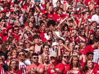 The Wisconsin Badgers play against the South Dakota Coyotes at Camp Randall Stadium in Madison, Wisconsin, on September 7, 2024. (