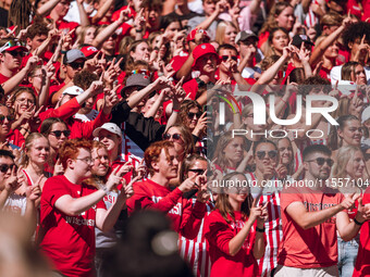 The Wisconsin Badgers play against the South Dakota Coyotes at Camp Randall Stadium in Madison, Wisconsin, on September 7, 2024. (