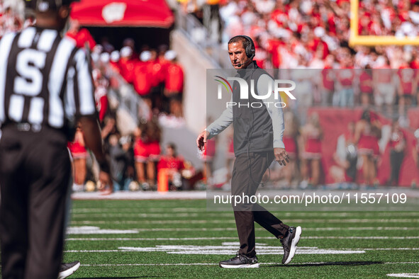 Wisconsin Badgers Head Coach Luke Fickell is at Camp Randall Stadium in Madison, Wisconsin, on September 7, 2024. 