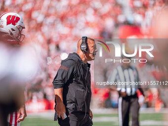 Wisconsin Badgers Offensive Coordinator Phil Longo is at Camp Randall Stadium in Madison, Wisconsin, on September 7, 2024. (