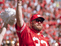 The Wisconsin Badgers play against the South Dakota Coyotes at Camp Randall Stadium in Madison, Wisconsin, on September 7, 2024. (