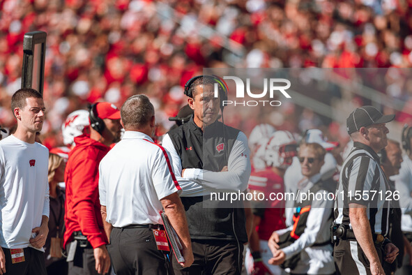 Wisconsin Badgers Head Coach Luke Fickell is at Camp Randall Stadium in Madison, Wisconsin, on September 7, 2024. 