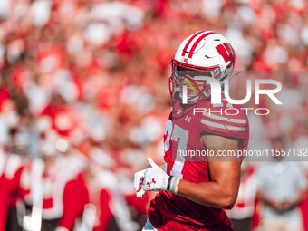 Wisconsin Badgers wide receiver Haakon Anderson #27 is at Camp Randall Stadium in Madison, Wisconsin, on September 7, 2024. (