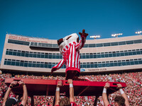 Bucky Badger is at Camp Randall Stadium in Madison, Wisconsin, on September 7, 2024. (