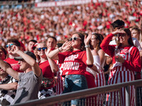 The Wisconsin Badgers play against the South Dakota Coyotes at Camp Randall Stadium in Madison, Wisconsin, on September 7, 2024. (