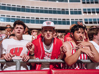 The Wisconsin Badgers play against the South Dakota Coyotes at Camp Randall Stadium in Madison, Wisconsin, on September 7, 2024. (