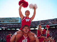 The Wisconsin Badgers play against the South Dakota Coyotes at Camp Randall Stadium in Madison, Wisconsin, on September 7, 2024. (