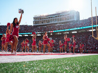 The Wisconsin Badgers play against the South Dakota Coyotes at Camp Randall Stadium in Madison, Wisconsin, on September 7, 2024. (