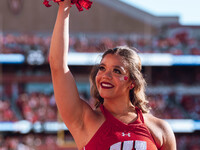 The Wisconsin Badgers play against the South Dakota Coyotes at Camp Randall Stadium in Madison, Wisconsin, on September 7, 2024. (