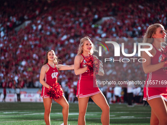 The Wisconsin Badgers play against the South Dakota Coyotes at Camp Randall Stadium in Madison, Wisconsin, on September 7, 2024. (