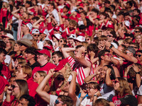 Fans look at the scoreboard in disbelief at Camp Randall Stadium in Madison, Wisconsin, on September 7, 2024. (