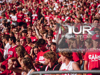 Wisconsin Badger fans celebrate at Camp Randall Stadium in Madison, Wisconsin, on September 7, 2024. (