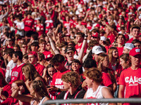 Wisconsin Badger fans celebrate at Camp Randall Stadium in Madison, Wisconsin, on September 7, 2024. (