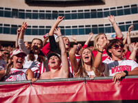 Wisconsin Badger fans celebrate at Camp Randall Stadium in Madison, Wisconsin, on September 7, 2024. (