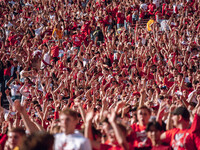 Wisconsin Badger fans celebrate at Camp Randall Stadium in Madison, Wisconsin, on September 7, 2024. (