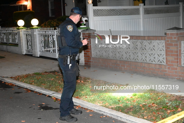 Police presence at the crime scene where three people are shot at 132-45 220th Street in Jamaica, Queens, New York, United States, on Septem...