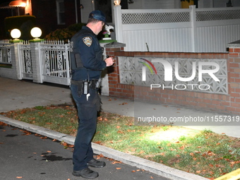 Police presence at the crime scene where three people are shot at 132-45 220th Street in Jamaica, Queens, New York, United States, on Septem...