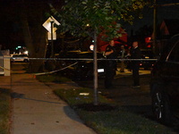 Police presence at the crime scene where three people are shot at 132-45 220th Street in Jamaica, Queens, New York, United States, on Septem...