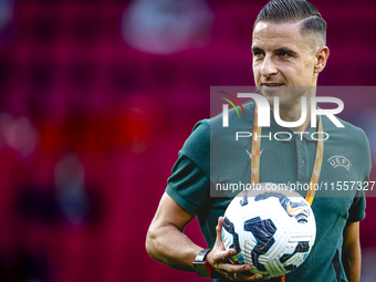 Referee Donatas Rumsas officiates the match between the Netherlands and Bosnia and Herzegovina at the Philips Stadium for the UEFA Nations L...