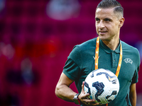 Referee Donatas Rumsas officiates the match between the Netherlands and Bosnia and Herzegovina at the Philips Stadium for the UEFA Nations L...