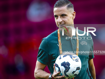 Referee Donatas Rumsas officiates the match between the Netherlands and Bosnia and Herzegovina at the Philips Stadium for the UEFA Nations L...