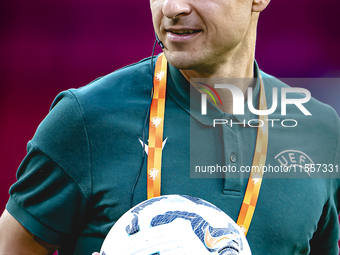 Referee Donatas Rumsas officiates the match between the Netherlands and Bosnia and Herzegovina at the Philips Stadium for the UEFA Nations L...