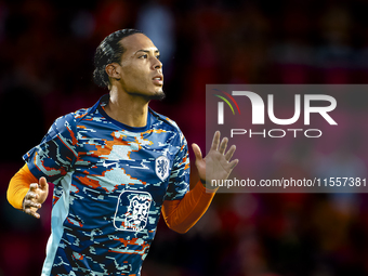 Netherlands defender Virgil van Dijk plays during the match between the Netherlands and Bosnia and Herzegovina at the Philips Stadium for th...