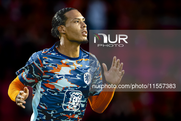 Netherlands defender Virgil van Dijk plays during the match between the Netherlands and Bosnia and Herzegovina at the Philips Stadium for th...