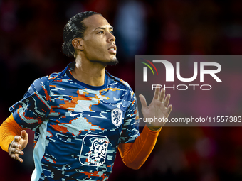 Netherlands defender Virgil van Dijk plays during the match between the Netherlands and Bosnia and Herzegovina at the Philips Stadium for th...