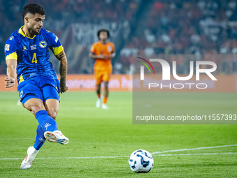 Bosnia and Herzegovina defender Jusuf Gazibegovic plays during the match between the Netherlands and Bosnia and Herzegovina at the Philips S...