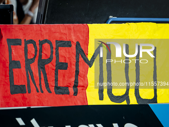 Banner Erremuu during the match between the Netherlands and Bosnia and Herzegovina at the Philips Stadium for the UEFA Nations League, Leagu...